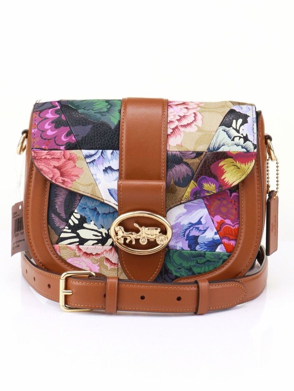 Coach Georgie Patchwork Floral Saddle Crossbody Bag – Rare - Picture 4 of 6